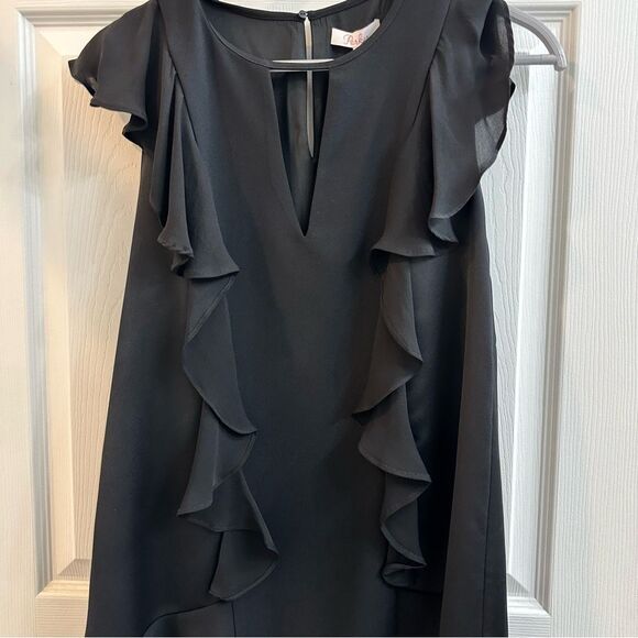 Parker Toni Dress - 100% Silk, Black, Ruffle Cocktail dress size Small NWT - Picture 3 of 13